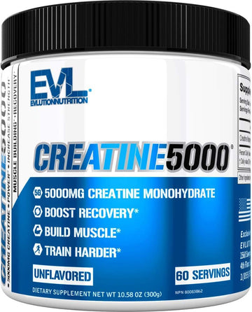 Evlution Pure Creatine Monohydrate Powder 5000Mg Nutrition Pre And Post Workout Recovery Drink Mix Creatine Powder For Enhanced Muscle Mass Athletic Performance And Muscle Recovery - Unflavored