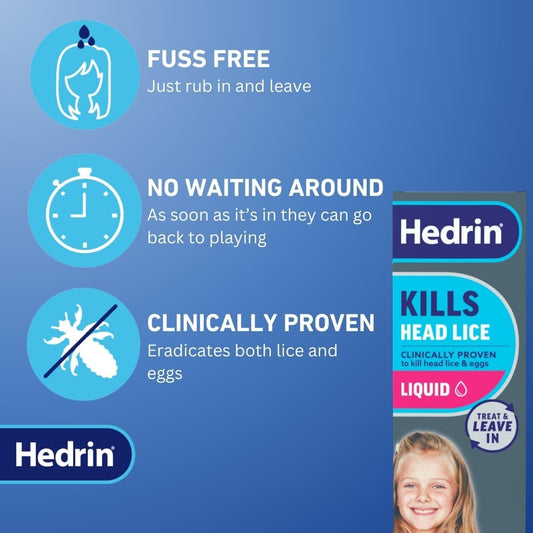 Hedrin Treat & Go Leave-In Lotion, Fast, No Fuss Lice & Nit Treatment, Kills Head Lice & Eggs, Clinically Tested, Suitable For Adults & Children, 1 X 50Ml (2 X 25Ml Treatments)