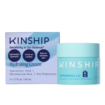 Kinship Supermello Hyaluronic Gel Cream Moisturizer – Nourish + Soothe Dry Sensitive Skin – Lightweight, Hydrating Face Lotion – Plump + Smooth – Reduce Redness – Daily Use Clean Skin Care (1.75 Oz)