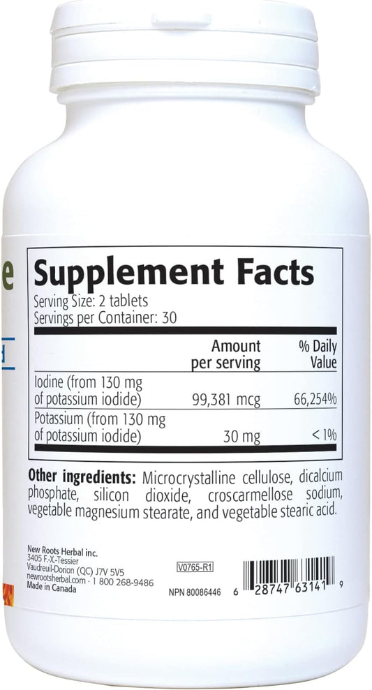 New Roots Herbal Potassium Iodide 65 mg KI Supplement | 60 Tablets for