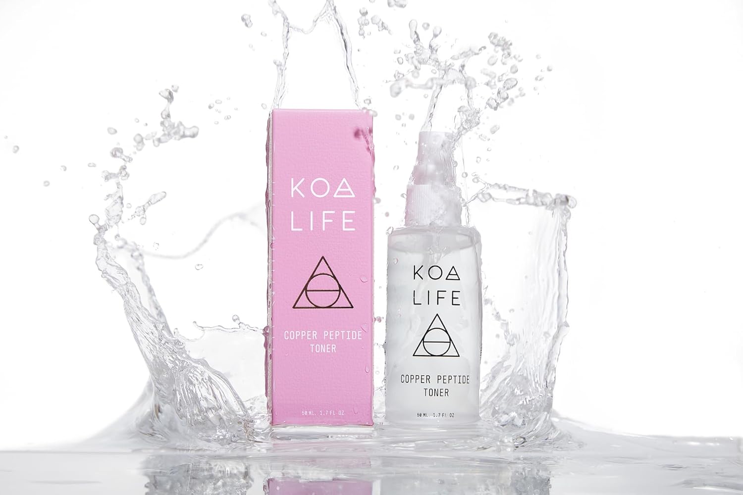 Koa Life Nad Peptide Facial Daily Anti-Aging Serum. In A Metallic Copper Glass Dropper Bottle And Metallic Copper Outer Cylinder Carton