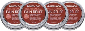 Green Goo Natural Skin Care Salve, Pain Relief with Arnica, 0.7-Ounce Travel Tin, 4-Pack