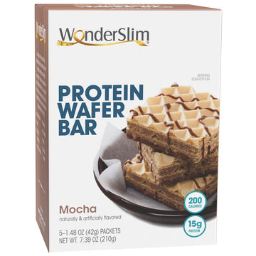 Wonderslim Protein Wafer Snack Bar, Mocha, 200 Calories, 15G Protein, 0Mg Cholesterol (5Ct)