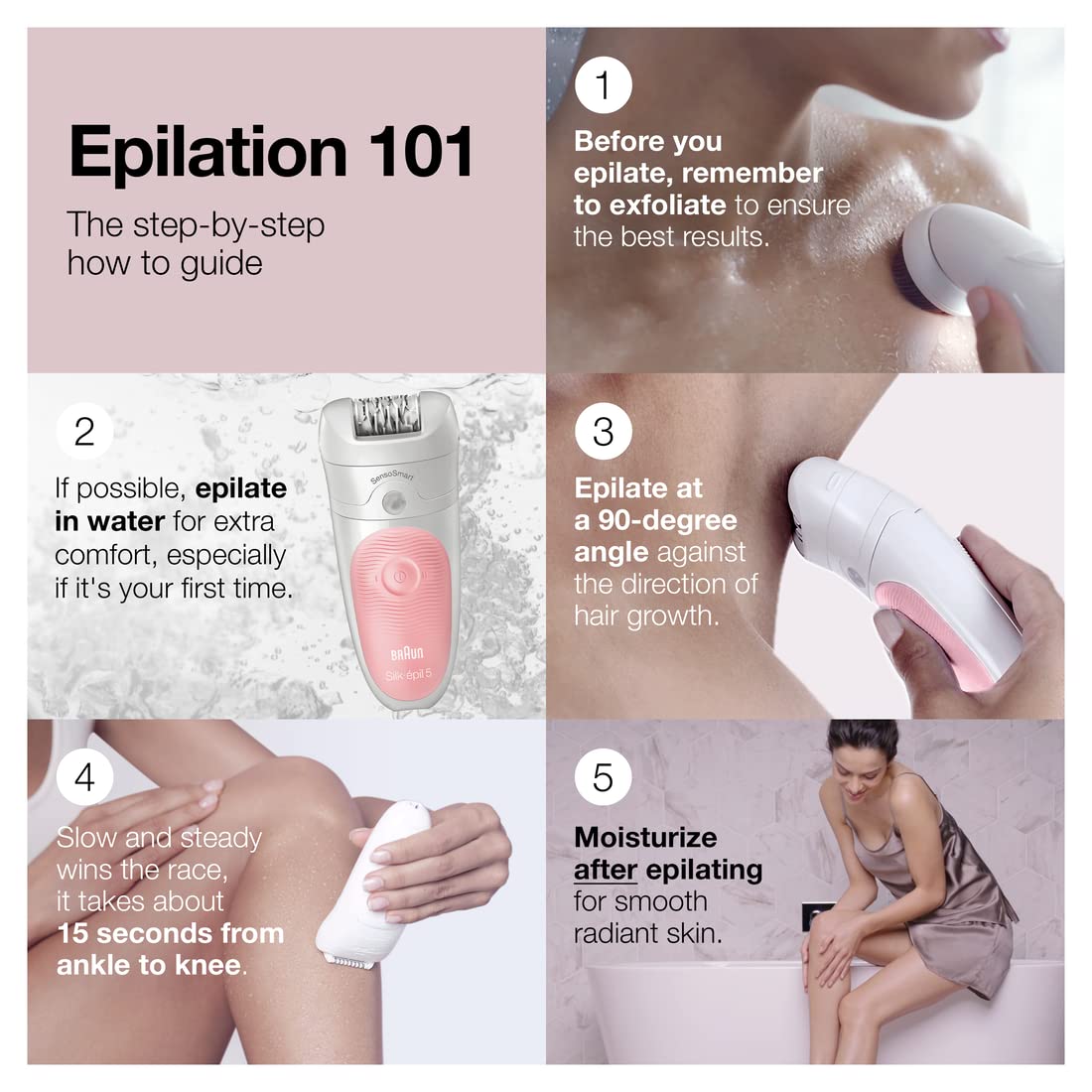 Braun SE5-895 Epilator, Hair Removal Device, Epilator for Women, Includes Shaver and Facial Cleansing Exfoliator Brush Attachments, Waterproof, Cordless and Rechargeable : Beauty & Personal Care