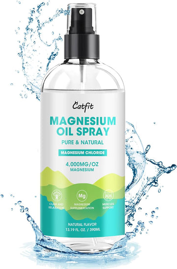 Magnesium Oil Spray - Pure & Natural Magnesium Chloride Oil High Potency Trace Minerals - Topical Magnesium Spray For Feet And Sleep, Soothing Muscles, Mood Support - High Absorption - 390Ml(13.19 Oz)