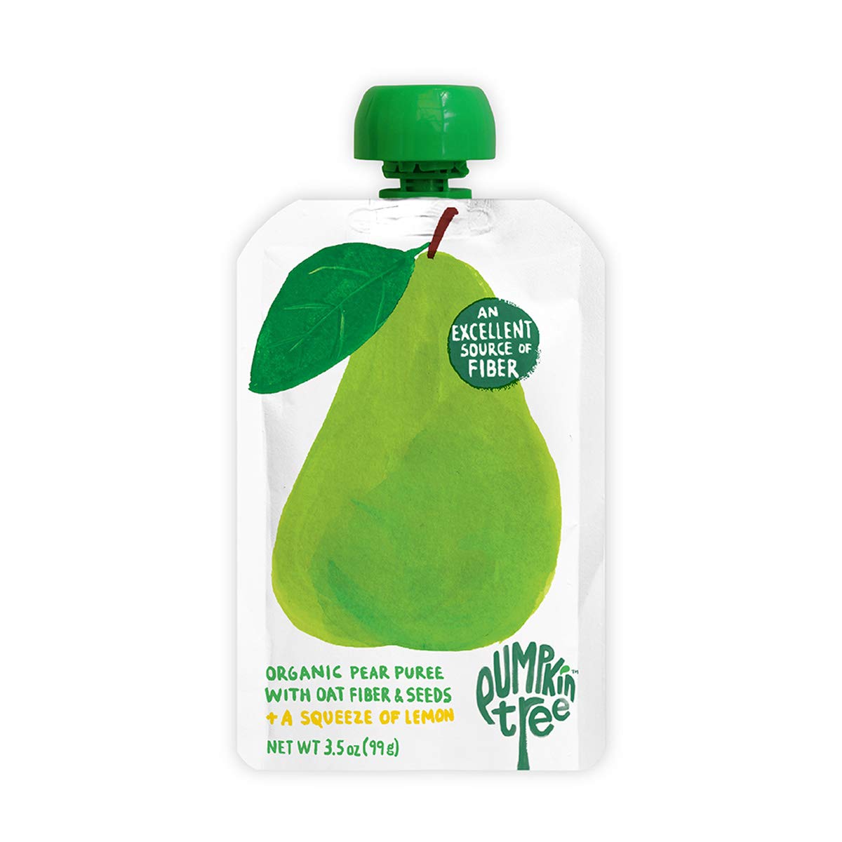 Pumpkin Tree Organics Fruit Snack Pouch, Pear + Fiber + A Squeeze Of Lemon, 3.5 Ounce (Pack Of 10)