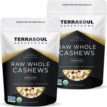 Terrasoul Superfoods Organic Raw Cashews, 4 Lbs (Pack Of 2), Premium Quality For Snacking, Baking, And Culinary Creations