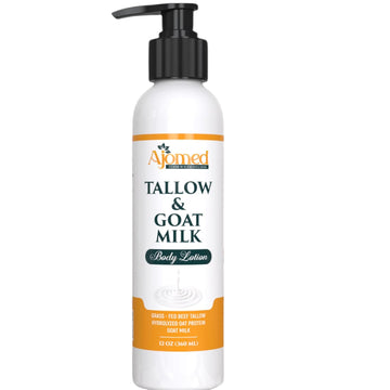 Grass Fed Beef Tallow & Goat Milk Body Lotion For Sensitive Skin, Organic Tallow Lotion - Soothes Dry Patches, Goat Milk Moisturizer - Handmade Tallow Body Lotion (Lavender Vanilla, 12 Oz)