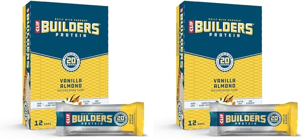 Clif Builders - Vanilla Almond Flavor - Protein Bars - Gluten-Free - Non-Gmo - Low Glycemic - 20G Protein - 2.4 Oz. (12 Count) (Pack Of 2)