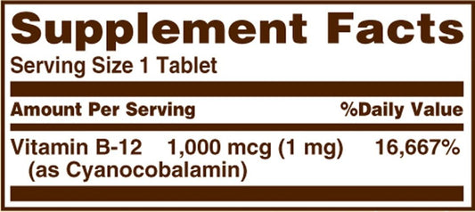 Sundown High Potency, Vitamin B-12 1000 mcg, 60 tablets (Pack of 4)