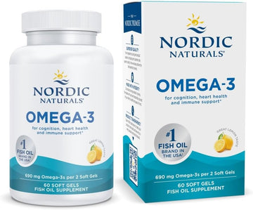 Nordic Naturals Omega-3, Lemon Flavor - 60 Soft Gels - 690 mg Omega-3 - Fish Oil - EPA & DHA - Immune Support, Brain & Heart Health, Optimal Wellness - Non-GMO - 30 Servings