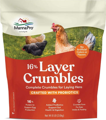 Manna Pro Layer 16% With Probiotic Crumbles | No Artifical Colors Or Flavors | 8 Lb