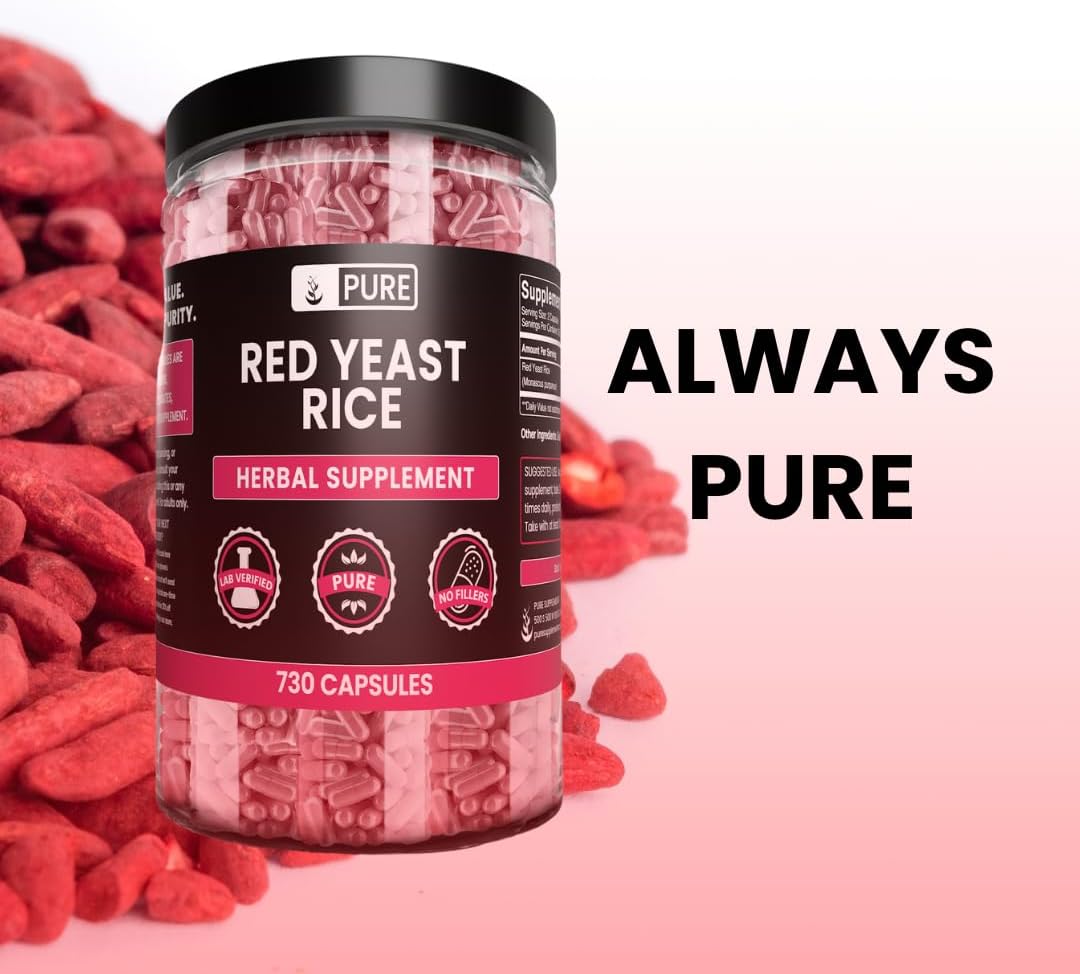 Pure Original Ingredients Red Yeast Rice No Magnesium Or Rice Fillers, Always Pure, Lab Verified (730 Capsule) : Health & Household