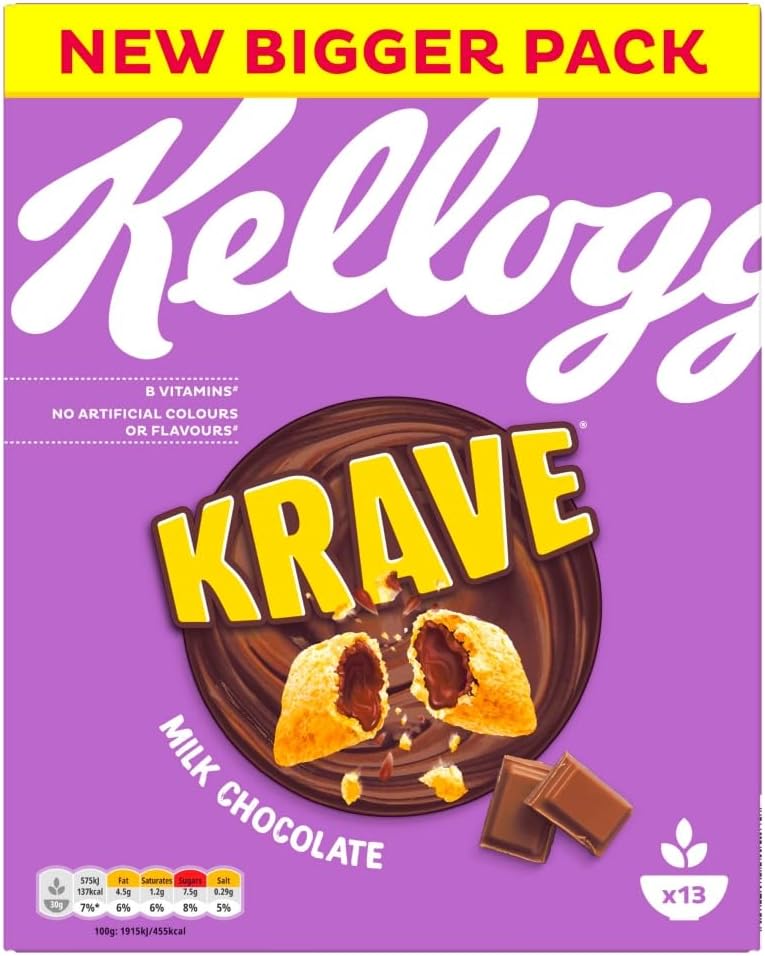 Kellogg's Krave Milk Chocolate Breakfast Cereal, 410g (Pack of 2) : Amazon.co.uk: Grocery