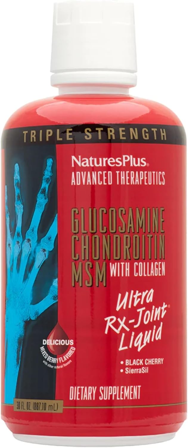 Natures Plus Ultra Rx-Joint Triple Strength Liquid - 30 Fl Oz - Mixed Berry Flavor - With Glucosamine, Chondroitin, Collagen & Msm - Gluten Free - 30 Servings