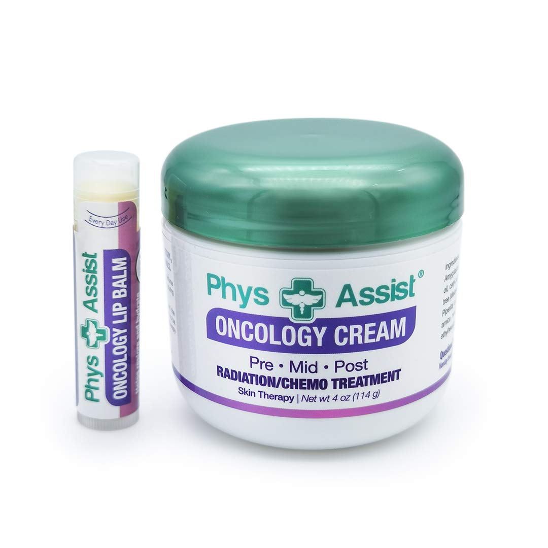 PhysAssist Oncology Cream 4 oz plus Lip Balm. Hydrates and Pampers Stressed skin. Made with a blend of natural Botanicals. Clinically Tested, Non Irritant