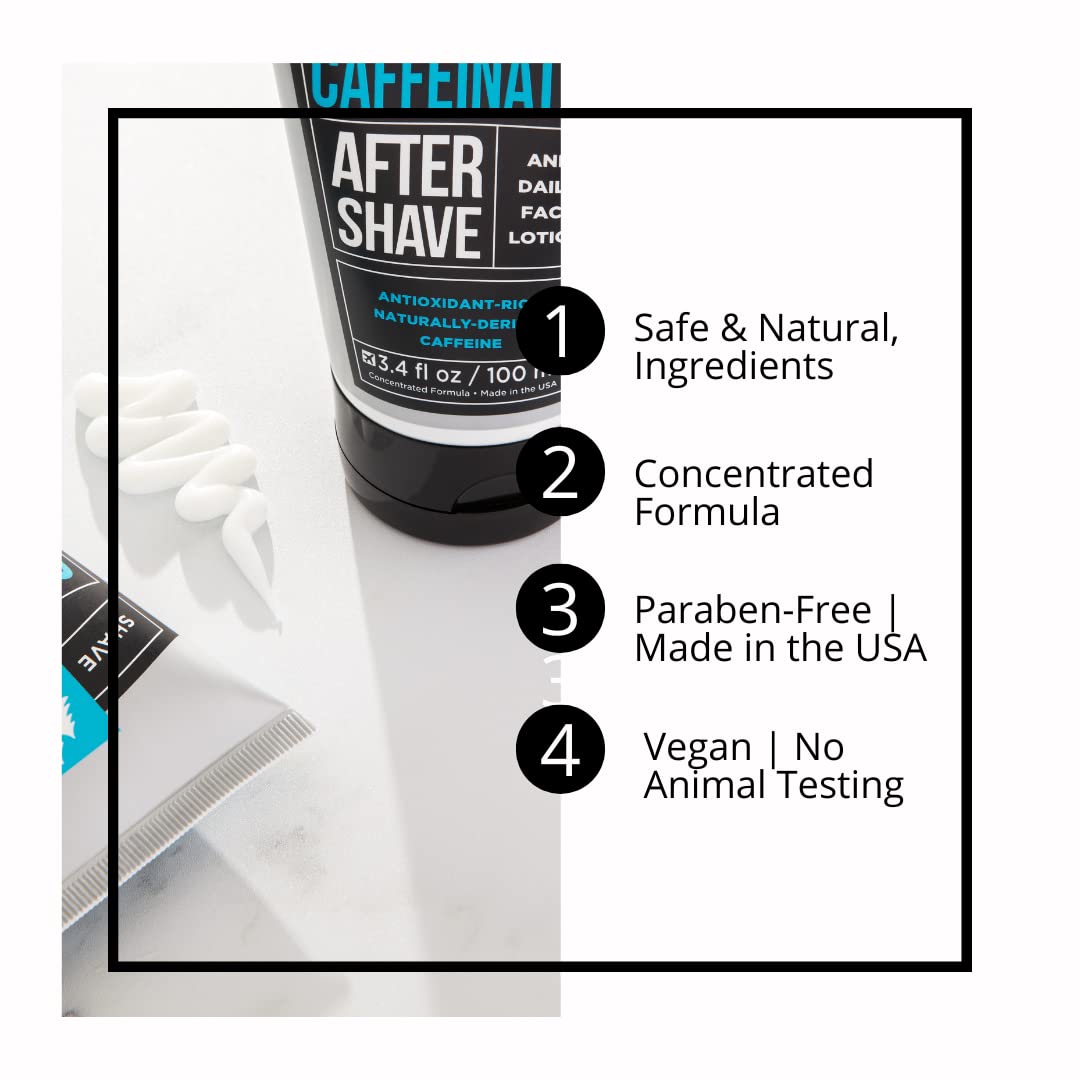 Pacific Shaving Company Caffeinated Aftershave, Men's Grooming Product - Antioxidant Daily Face Lotion + After Shave - Soothing Aloe & Spearmint Post Shave Balm for Sensitive Skin (7 Fl Oz, 3 Pack) : Beauty & Personal Care