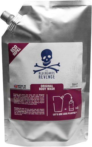 The Bluebeards Revenge Original Body Wash Refill Pouch Low Waste Vegan Friendly Moisturising Body Wash 1 Litre