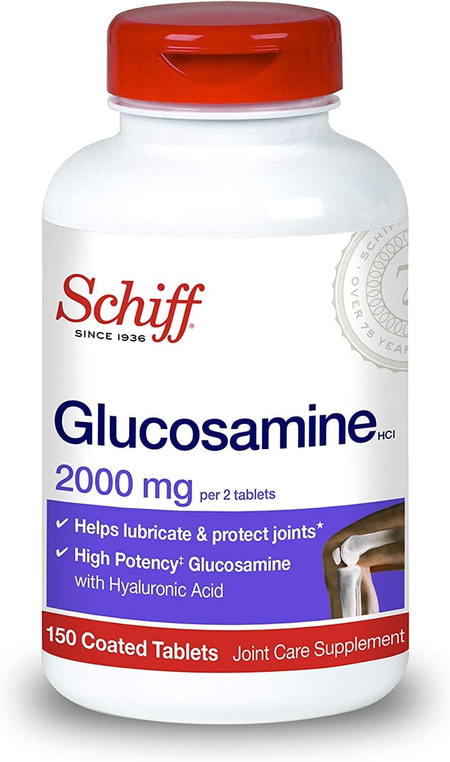 Schiff Glucosamine With Hyaluronic Acid, 2000mg Glucosamine, Joint Care Supplement Helps Lubricate & Protect Joints*, 150 Count (Pack of 2)