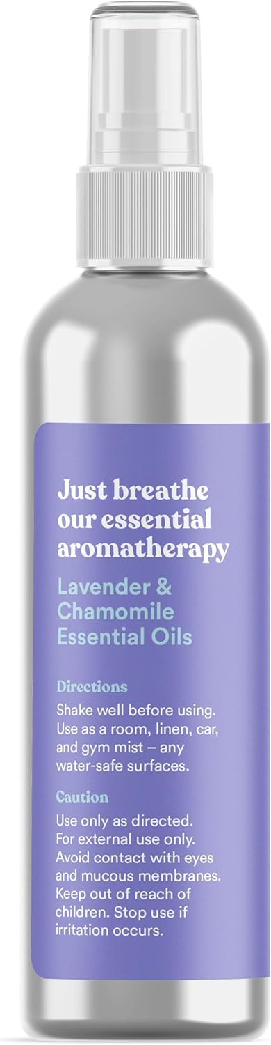 ASUTRA Lavender & Chamomile Organic Essential Oil Blend, Aromatherapy Mist, 4 fl oz | for Face, Body, Rooms, & Linens | Helps Relax Mind & Body to Sleep | Sustainable Aluminum Packaging