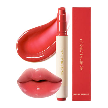 Nature Republic Honey Melting Lip (04 Pomegranate) Soft Lip Stick, Korean Lip, Lip Gloss, Glow Lip, Glossy, Lip Balm, Lip Crayon, Jelly Gloss, Lip Pen, Tint, Valentines Day Gifts, Korean Make Up