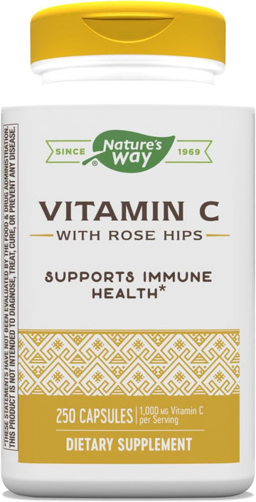 Nature's Way Vitamin C with Rose Hips - Powerful Antioxidant Protection* - Supports Immune Function* - Strengthens Collagen for Healthy Skin* - Gluten Free - 250 Capsules