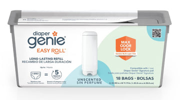 Diaper Genie Easy Roll Refill With 18 Bags | Lasts Up To 5 Months Or Holds Up To 846 Newborn Diapers Per Refill