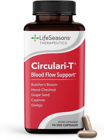 Circulari-T - Blood Circulation Support Supplement - Butcher’S Broom, Ginkgo, Cayenne, Grape Seed & Horse Chestnut - Artery Capillary & Vein Health - Improve Blood Flow - 90 Capsules