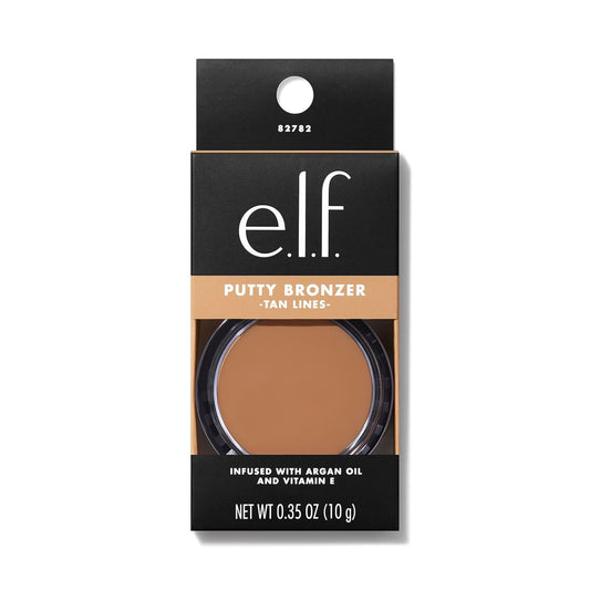 E.L.F. Putty Bronzer, Creamy & Highly Pigmented Formula, Creates A Long-Lasting Bronzed Glow, Infused With Argan Oil & Vitamin E, Tan Lines, 0.35 Oz