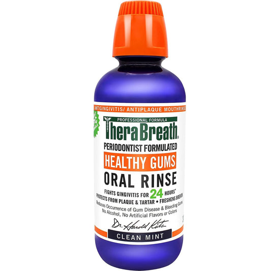 TheraBreath 24-Hour Fresh Breath Toothpaste 4 oz (Pack of 2) and TheraBreath 24 Hour Healthy Gums Periodontist Formulated Oral Rinse, 16 Ounce (Pack of 2)