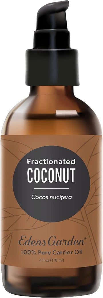 Edens Garden Fractionated Coconut Carrier Oil- 100% Pure Premium Hexane Free Mct Oil, Natural Moisturizer For Dry Skin, Hair, Scalp, Lip & Nail Care, Diluting Essential Oils & Massage 118 Ml (4 Fl Oz)