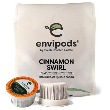 Cinnamon Swirl Flavored Compostable Envipods, Medium Roast, Kosher, 12 Count, For Keurig K Cup Brewers | Not For Use In Ninja Or Hamilton Beach Brewers