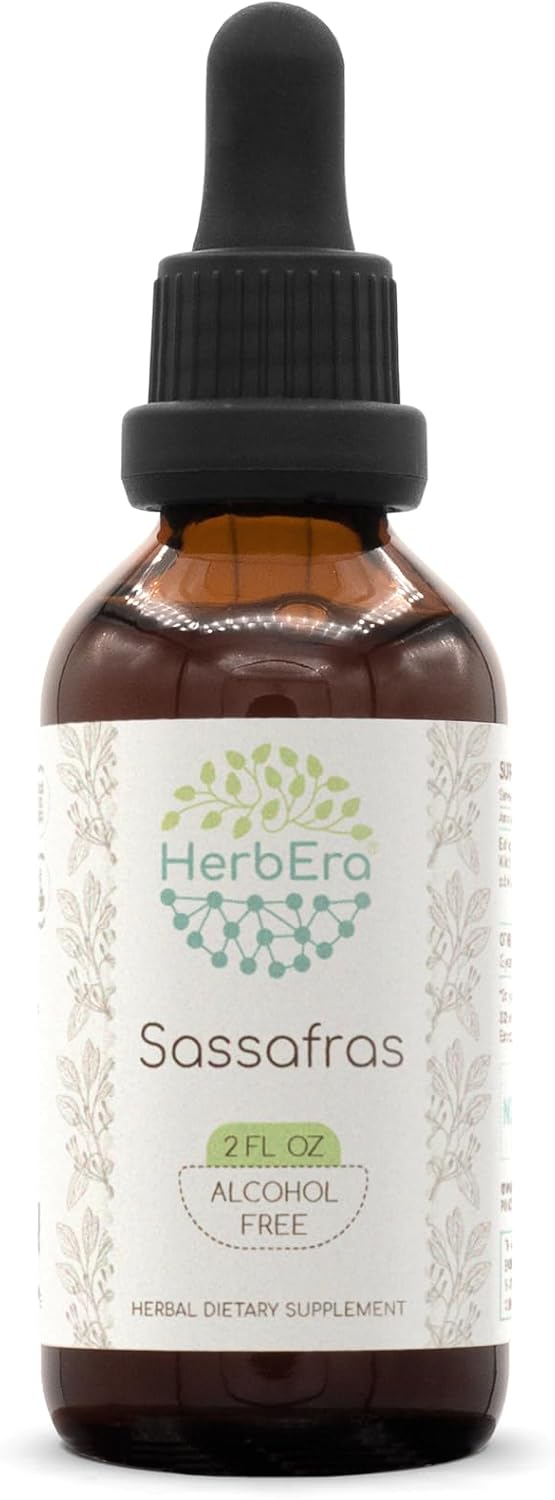Sassafras B120 Alcohol-Free Herbal Extract Tincture, Concentrated Liquid Drops Natural Sassafras (Sassafras Albidum) Dried Root Bark (4 Fl Oz)