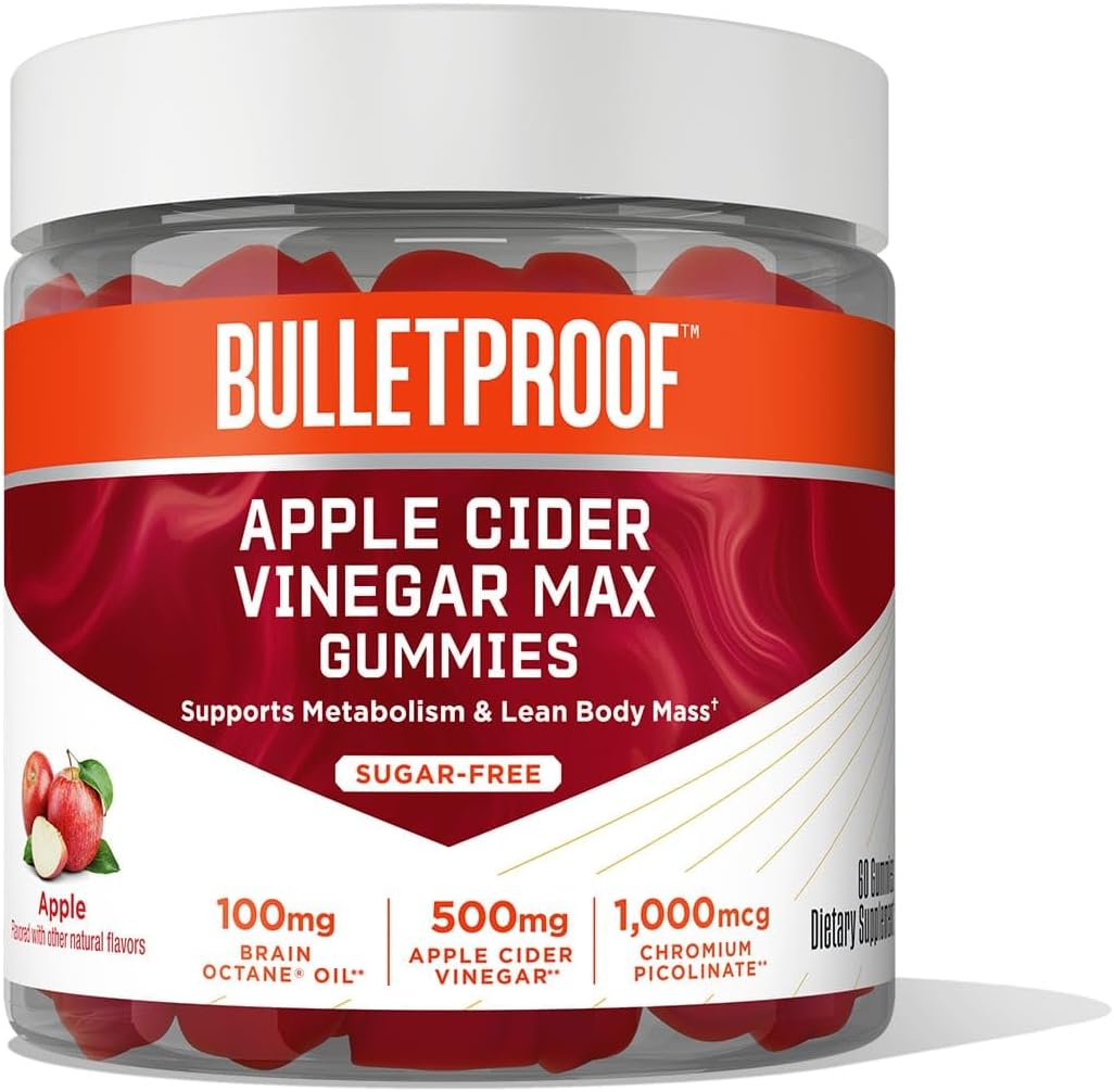 Bulletproof Apple Cider Vinegar Max Sugar-Free Gummies, 60 Count, Keto Supplement For Cravings, Supports Metabolism