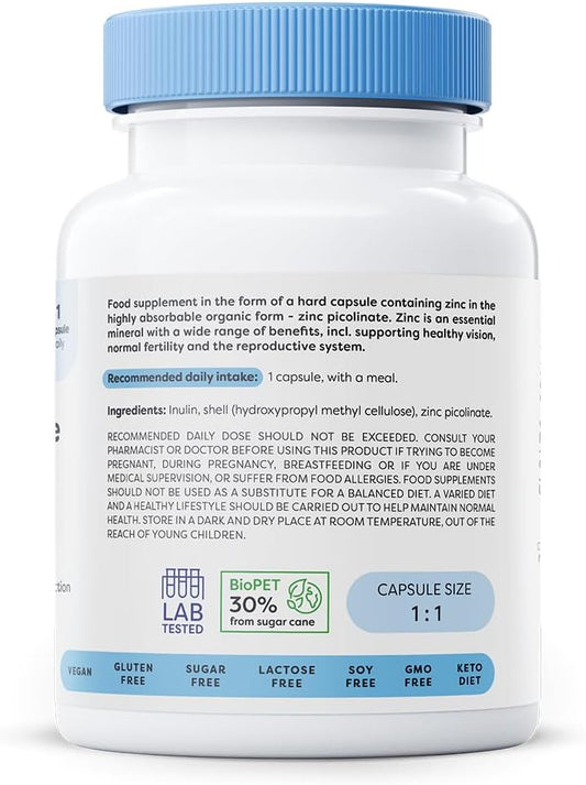 Osavi Zinc Picolinate 50Mg - 60 Vegan Capsules | Highly Absorbable Zinc For Immune Support, Cognitive Function, Metabolism, And Healthy Skin | 100% Daily Zinc Requirement In One Capsule
