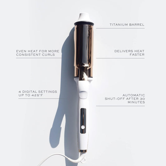 Kristin Ess Hair 2 Inch Titanium Curling Iron For Big Blowout Waves + Volume-2” Salon Professional Wide + Large Barrel Curling Iron - Auto Shut-Off - Smooth+Shiny Loose Waves For Medium To Thick Hair