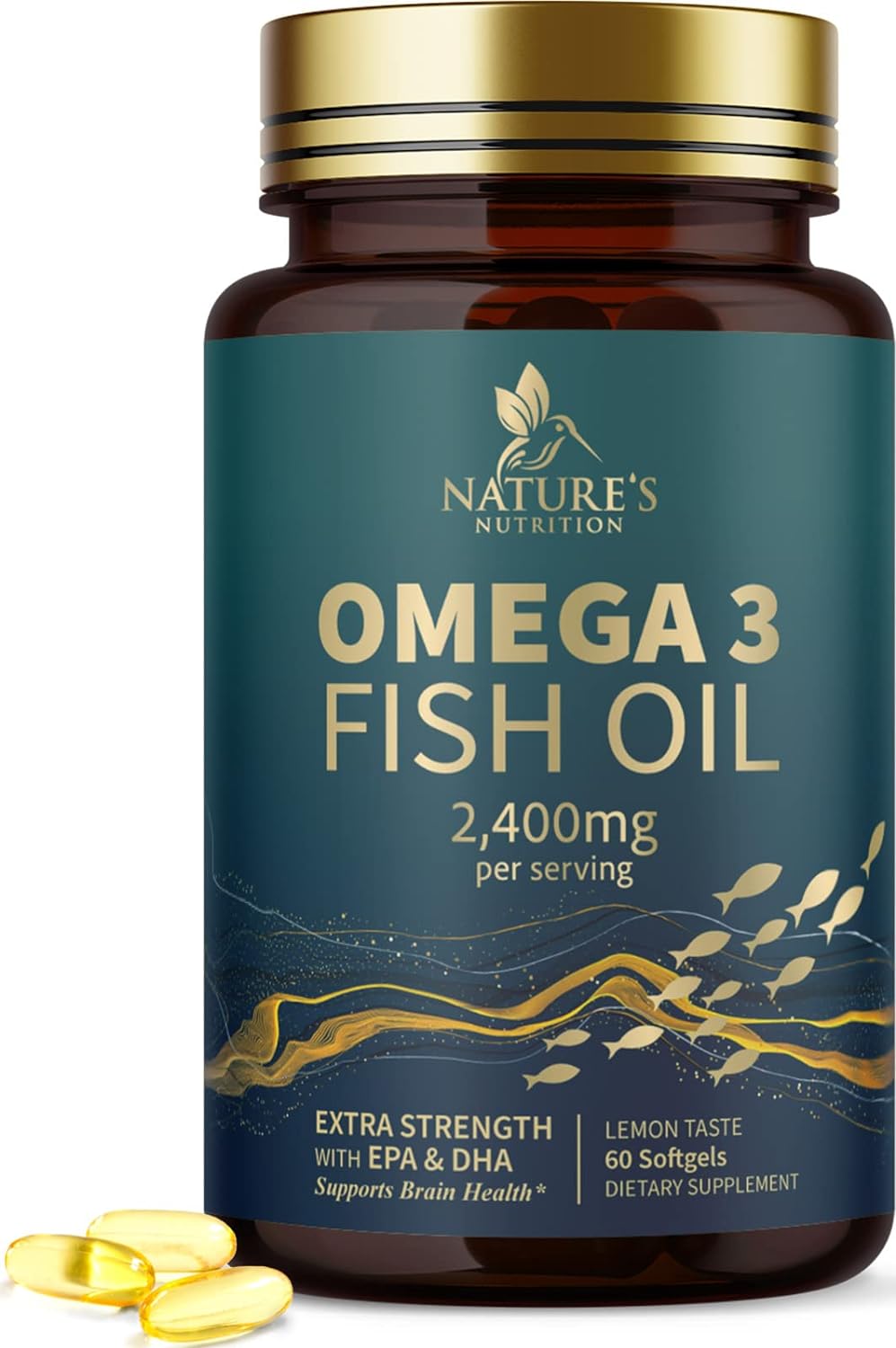 Fish Oil 2400 mg with Omega 3 EPA & DHA - Triple Strength Omega 3 Supp