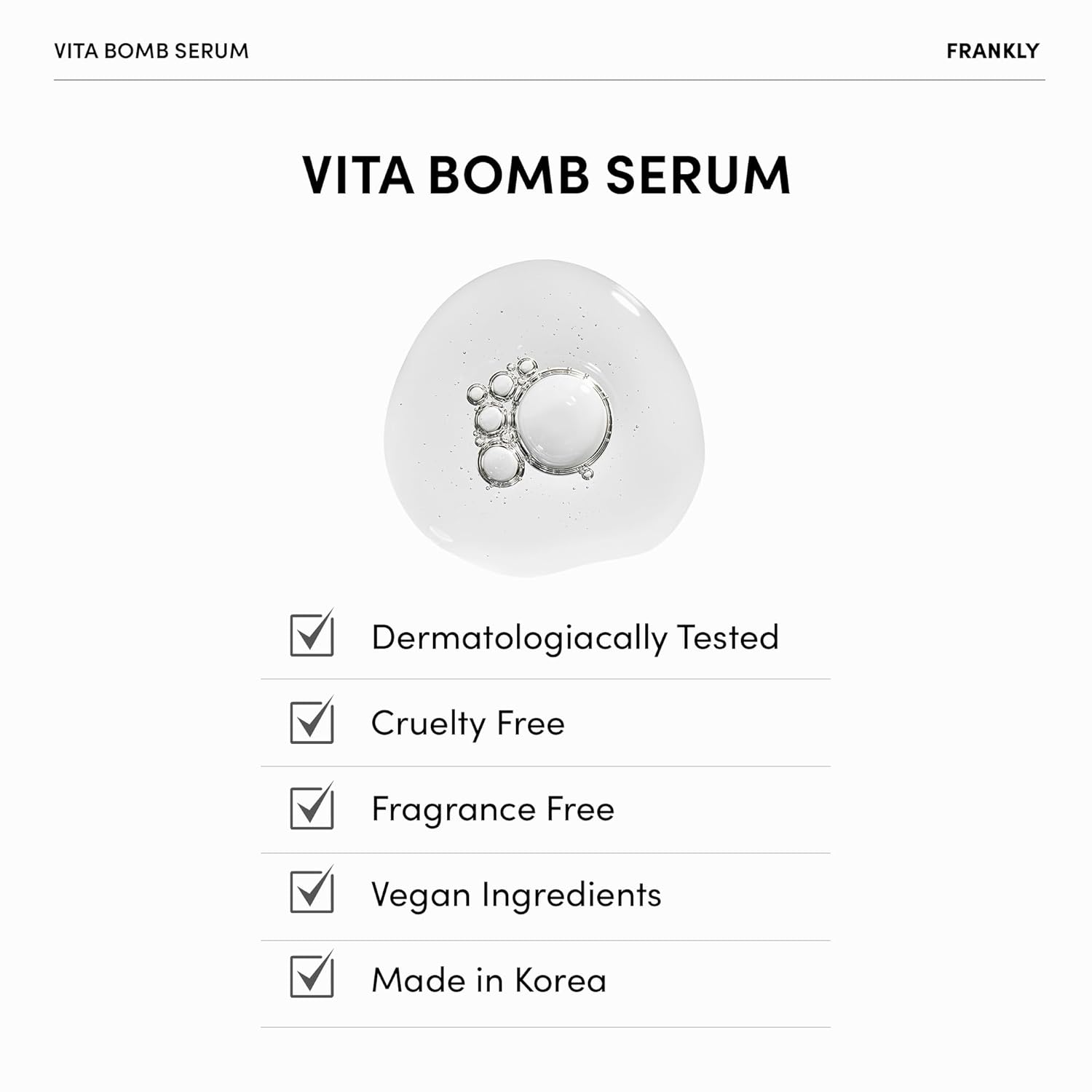 Frankly Vita Bomb Serum - Calming & Revitalizing Complex With Vitamins B3, B5, C, E - Soothes, Moisturizes & Evens Skin Tone | Vegan, Hypoallergenic, 1.01 Fl. Oz