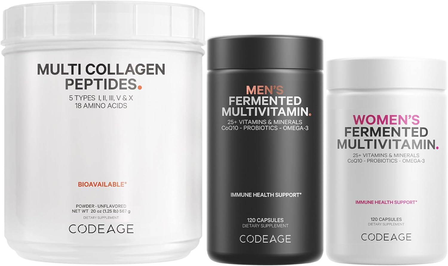 Codeage - Multi Collagen Protein + His And Her Multivitamin Bundle