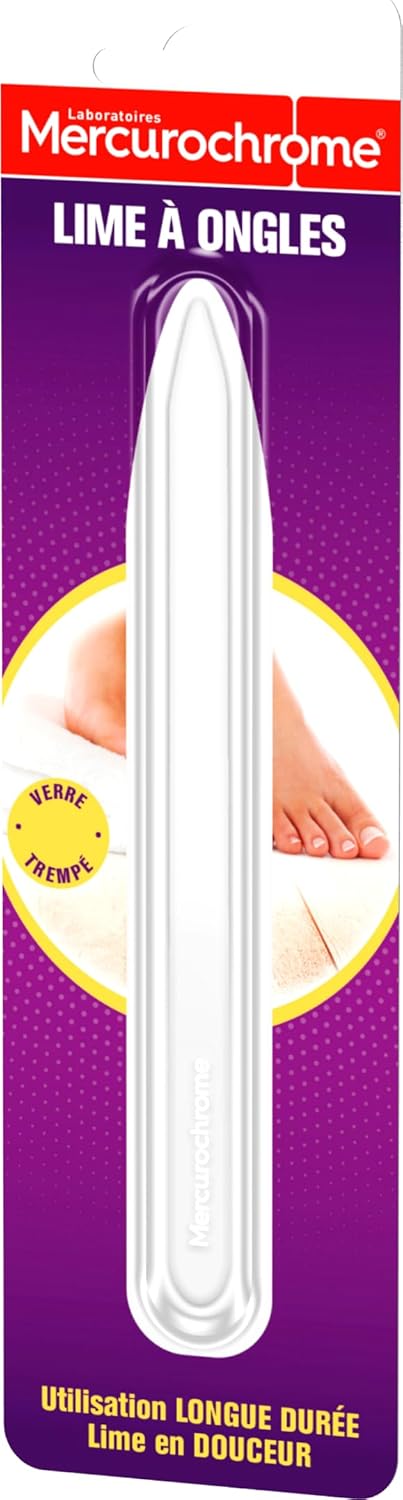 Mercurochrome - Tempered Glass Nail File - 1 Unit - Nail Care - Long Service Life - Washable With Water - Easy To Carry - Transparent