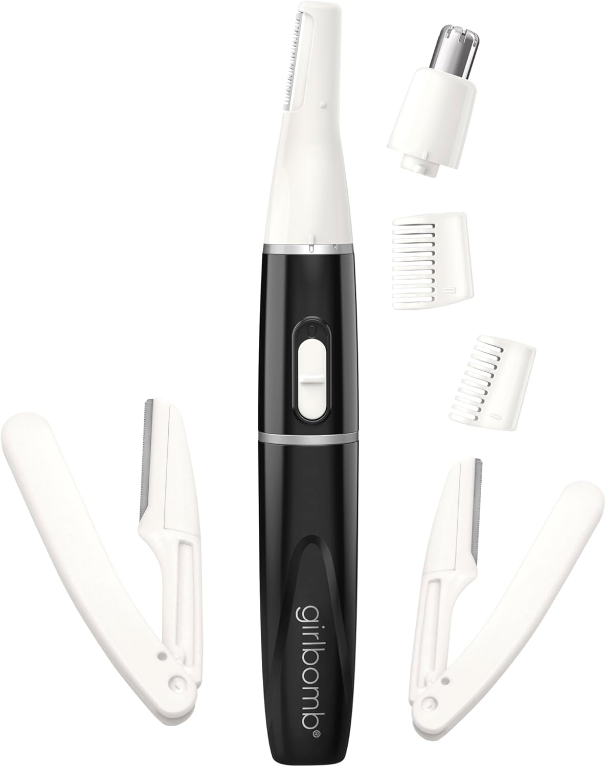 Conair Girlbomb All-In-1 Facial Hair Trimmer For Women - 9 Piece Kit With 2 Dermablades - Perfect For Face, Ear/Nose And Eyebrows - Battery-Powered