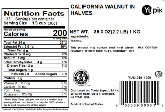 Yupik California Walnuts Halves &Piece, 2.2 lb