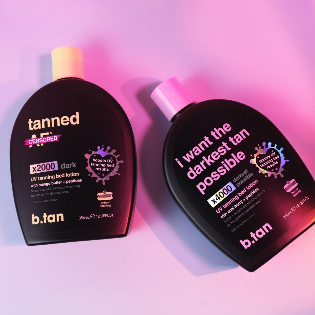 b.tan UV Tanning Bed Lotion | Darkest Tanning Lotion - Indoor Outdoor Tan Bronzer Accelerator, Best Browning Lotion, 12 Fl Oz : Beauty & Personal Care