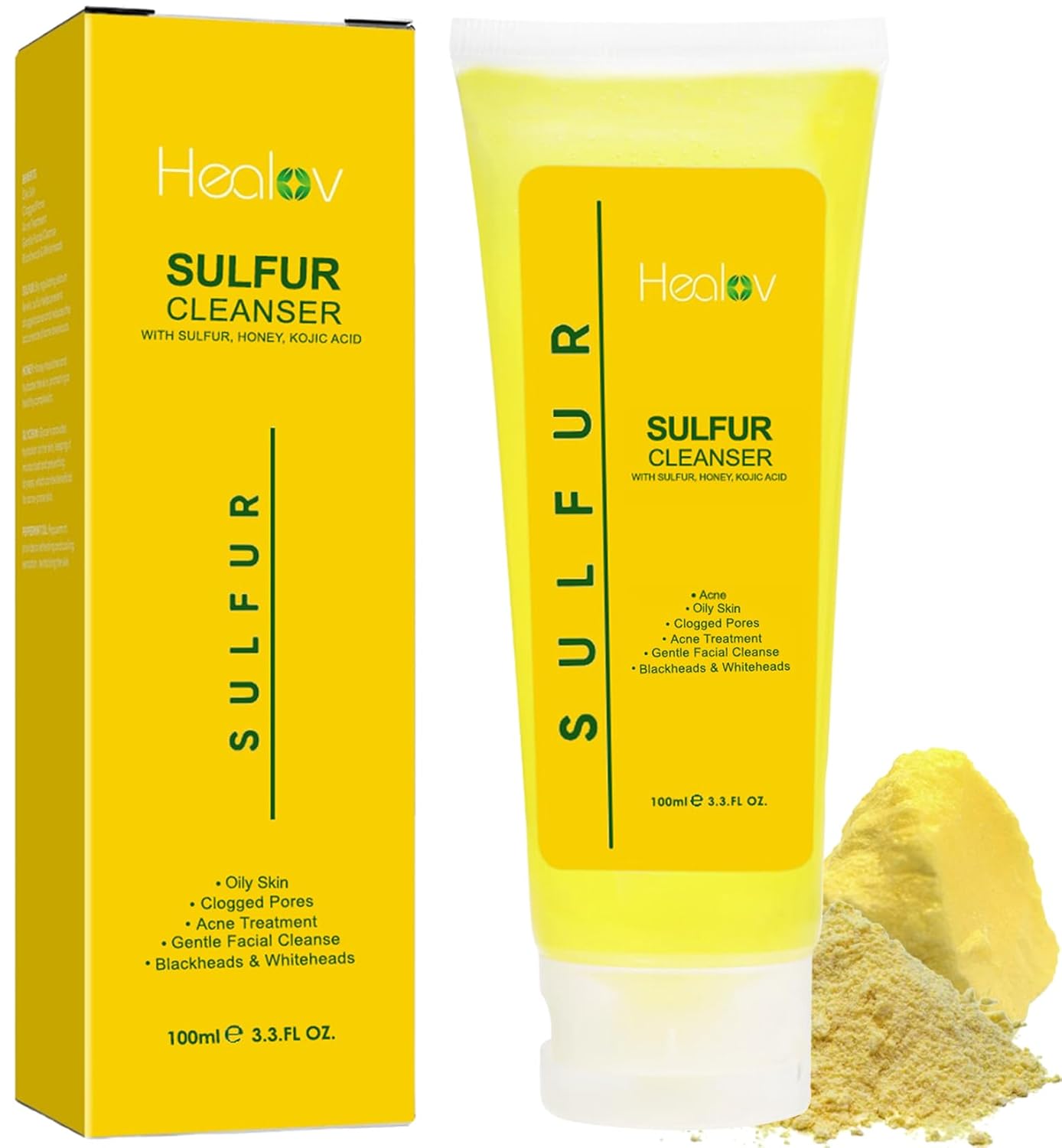 Sulfur Soap – Sulfur Face & Body Wash For Acne – Sulphur Exfoliating Facial Cleanser Absorbs Excess Oil, Reduces Breakouts, & Cleanses Skin – Natural Cystic Acne, Rosacea Skin Care Treatment