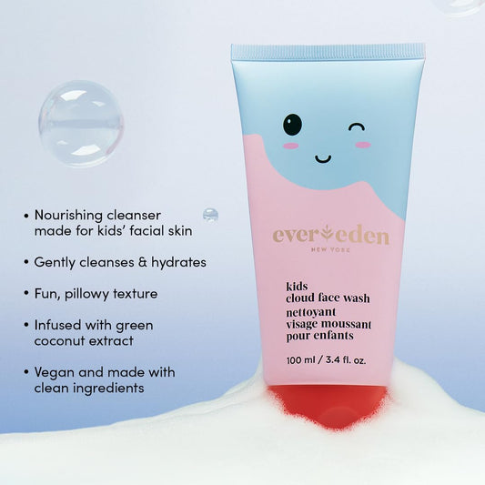 Evereden Kids Cloud Face Wash: Tropical Sorbet, 3.4 fl oz | Creamy & Fun Skin Care for Kids | Easy-to-Use Kids Face Wash | Non-toxic Kids Skin Care for Sensitive Skin