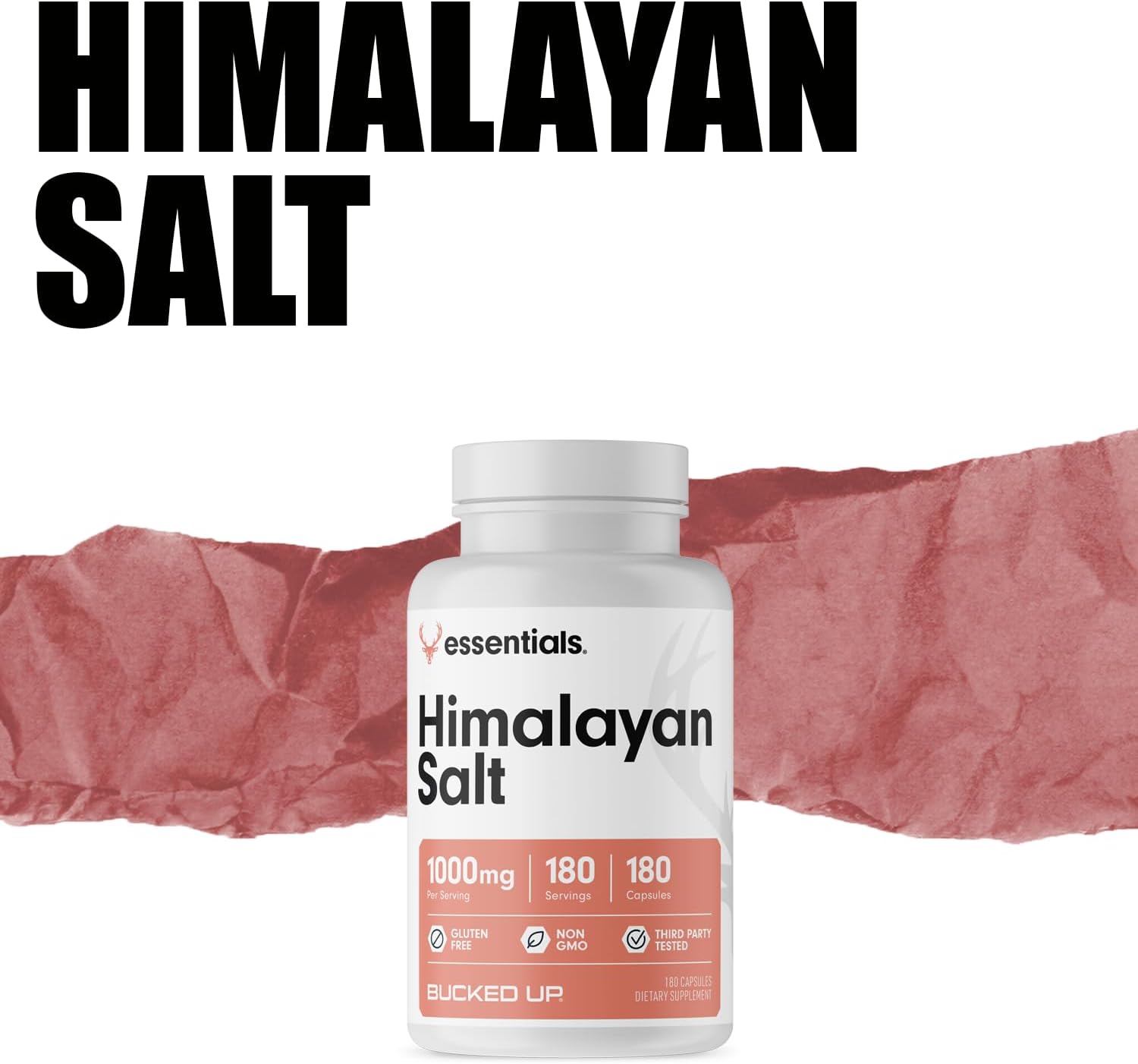 Bucked Up Himalayan Salt 1000mg Capsules, Bucked Up Essentials (180 Servings) : Health & Household