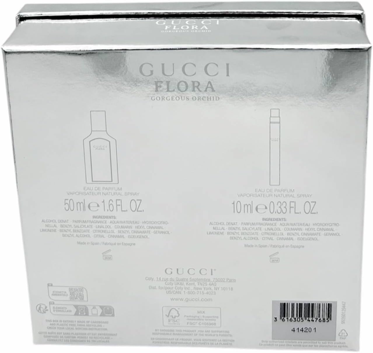 Gucci Flora Gorgeous Orchid Eau De Parfum Gift Set (Eau De Parfum 50 Ml + Eau De Parfum Travel Spray 10 Ml)