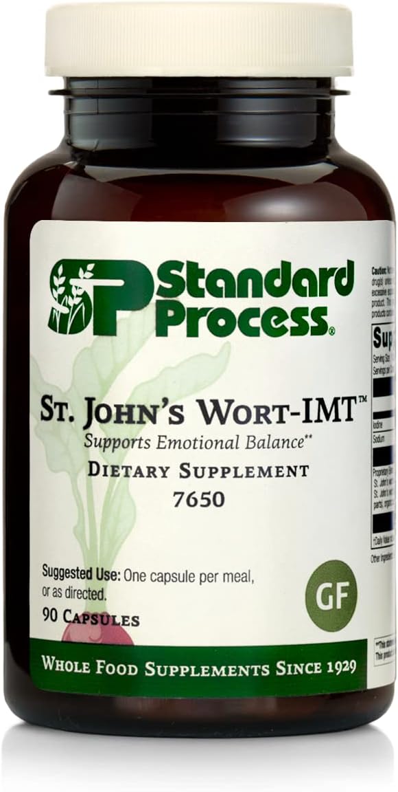 Standard Process St John'S Wort-Imt - Whole Food Mental Health And Stress Relief With Organic Carrot, Alfalfa, Carrot Oil, Calcium Lactate, Inositol, Iodine, And Magnesium Citrate - 90 Capsules