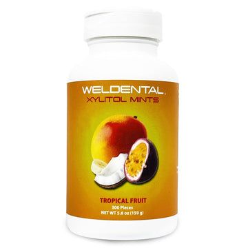 Weldental Xylitol Mints 300 Tablets, Tropical Fruit Flavor, Xylitol Increases Saliva Production, Helps Moisten Dry Mouth