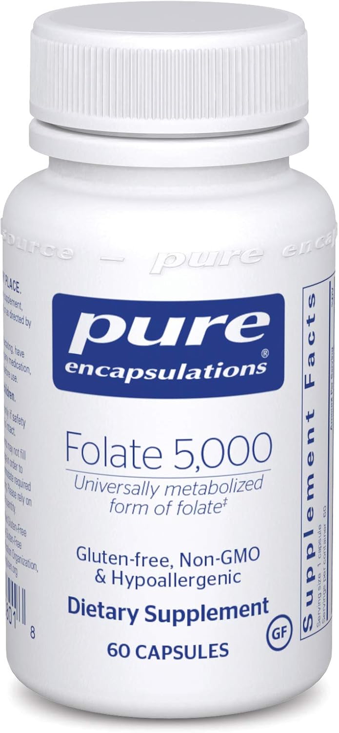 Pure Encapsulations - Folate 5,000 - Activated Vitamin B9 as 5-Methyltetrahydrofolate (5-MTHF) - 60 Capsules